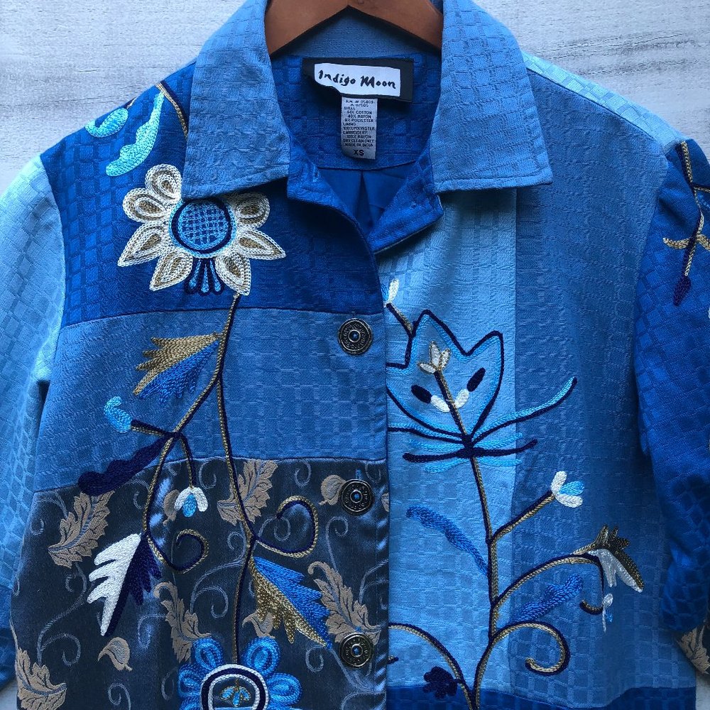 Indigo Moon Boho Embroidered Patchwork Cottagecor… - image 3